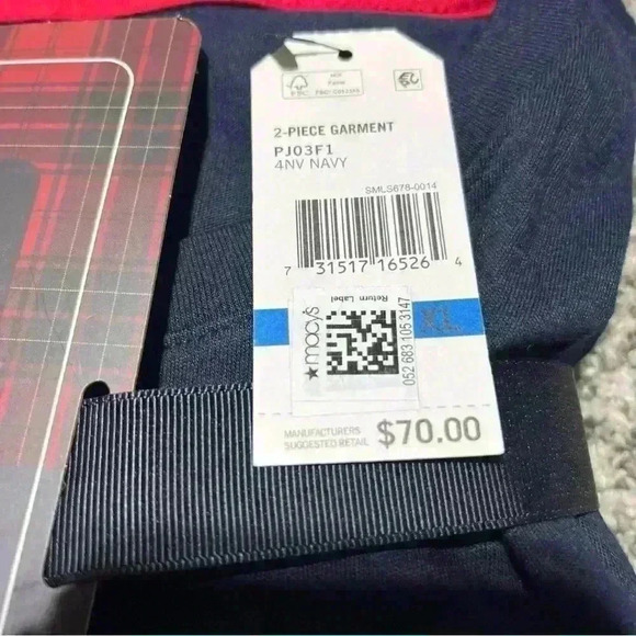 $70 Nautica Men's Red Blue Plaid Shirt Pants Lounge Pajama Set Sleepwear Size XL - Picture 3 of 5